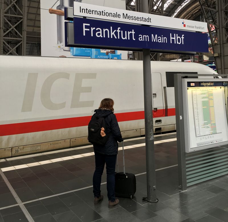 Ein ICE steht am Bahnhof Frankfurt