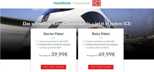 Maxdome kooperiert mit der Deutschen Bahn und bietet Bahn-Tickets in Verbindung mit dem Streamingdienst an.